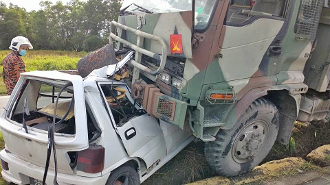 Cop among three killed in Tuaran truck-car-motorbike crash