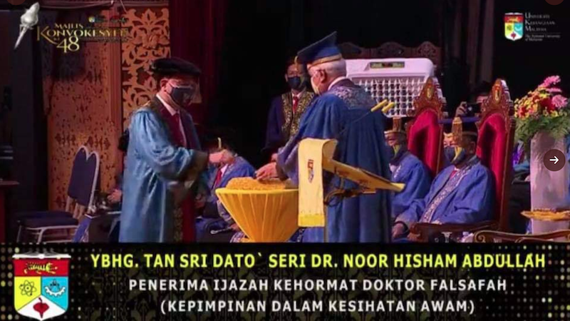 UKM awards Dr Noor Hisham with honorary doctorate in Leadership in Public Health