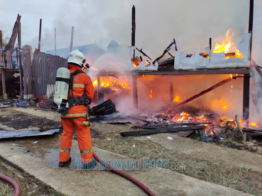 Three families in Lawas homeless after fire destroys their house