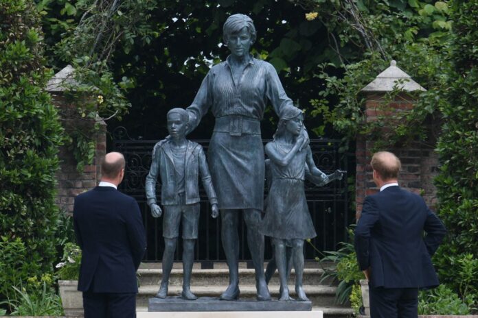 Princes William and Harry reunite for Diana statue tribute