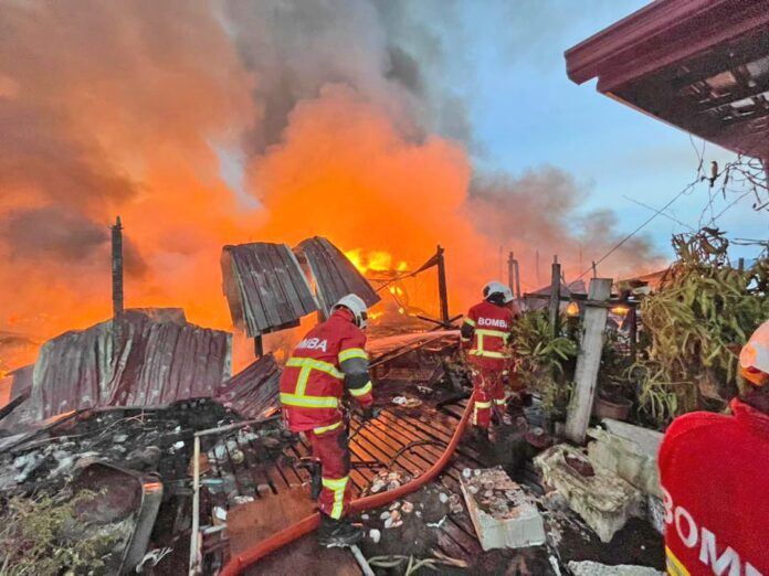 23 houses destroyed in second fire at Tanjung Aru water village