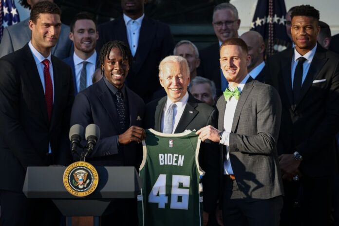US President Biden welcomes Bucks as first NBA team back to White House