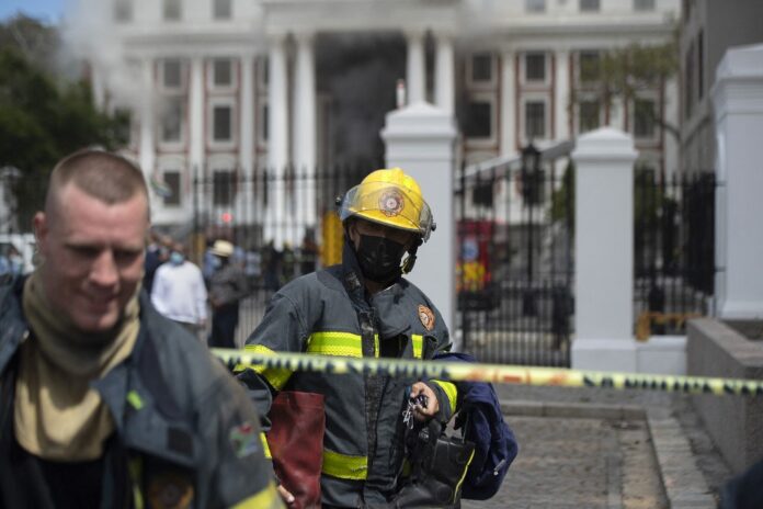 Fire rages out of control in South African parliament