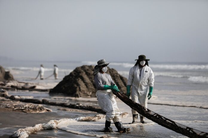 ‘Smells like death’: Peru oil spill clear-up drags on as fishermen count cost