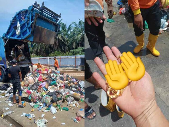 Seberang Perai City Council sanitation workers go through piles of garbage to find woman's jewellery pouch, win praises online