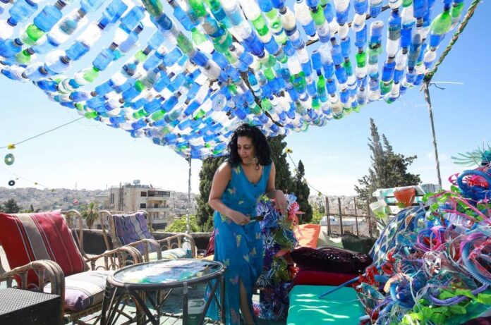 Jordan's plastic trash turned into art with a message