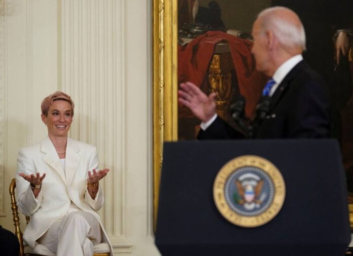 Football star Rapinoe nods to detained Brittney Griner at White House