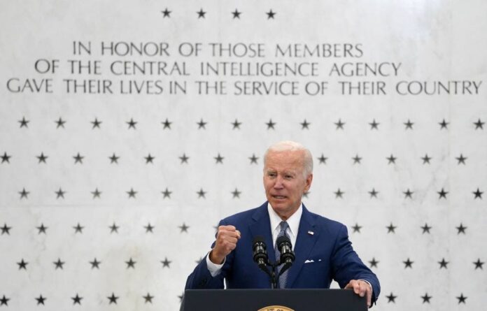 At CIA headquarters, Biden lauds US intelligence for Putin warnings