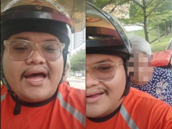 Food delivery rider puts aside work to help elderly woman lost in Puchong get back home (VIDEO)