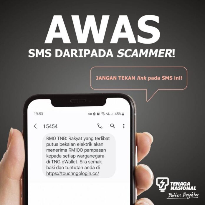 Scam alert: SMS claiming to offer TNB blackout compensation via Touch 'n Go eWallet is fake