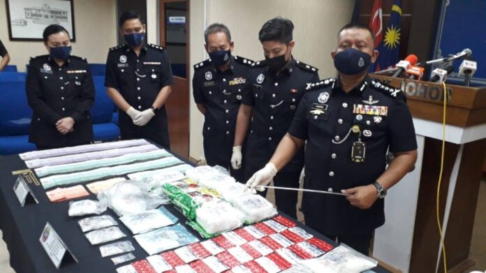 Police bust drug syndicates operating in south Johor with RM1.107m worth of seizures