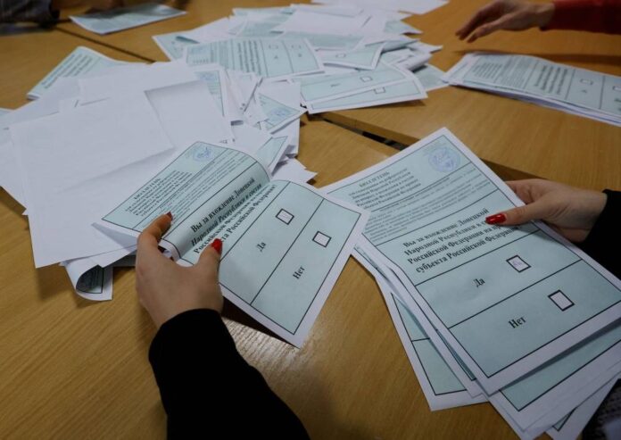 Moscow's proxies in occupied Ukraine regions report big votes to join Russia