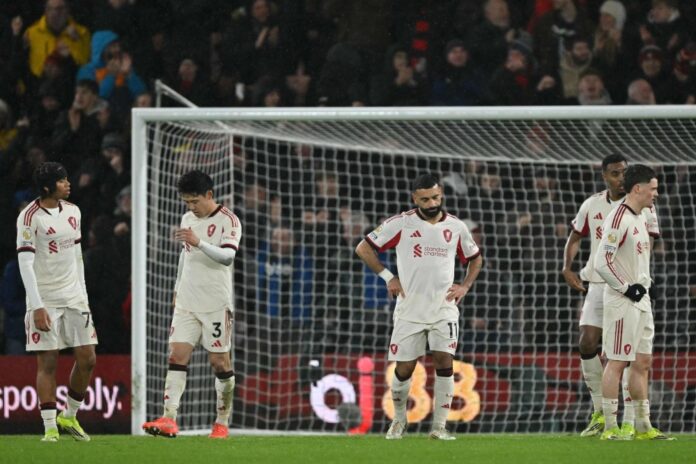 Liverpool’s five-game winless run continues after 95th-minute Bournemouth strike