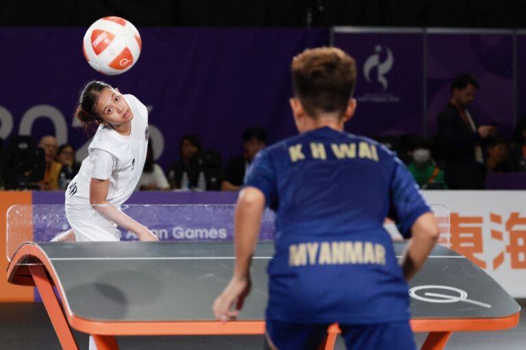 Asian Games debut teqball sees Myanmar’s Wai Khin Hnin crowned inaugural women’s singles champion